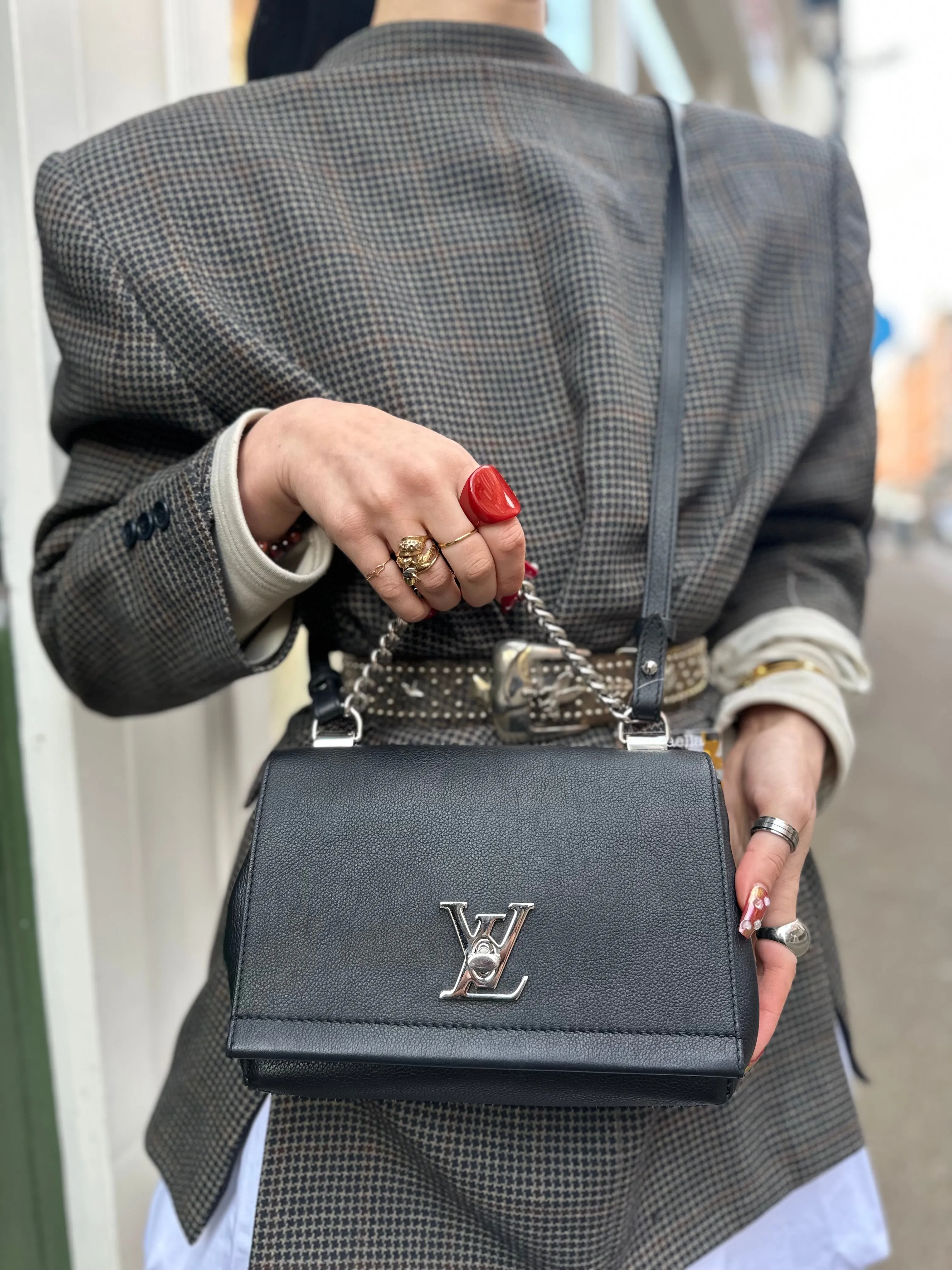 Louis Vuitton Black Leather ??Lockme?? Crossbody