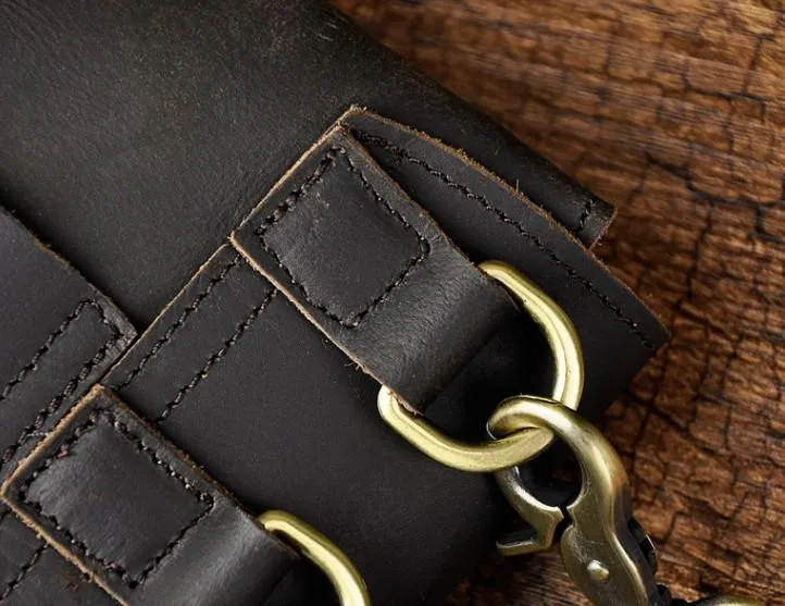 Mens Leather Small Side Bag  Waist Pouch COURIER BAG Holster Belt Case Belt Pouch for Men
