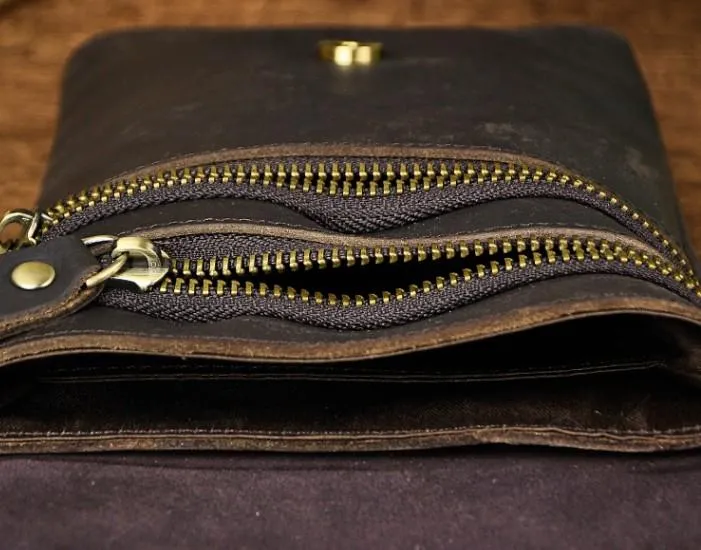 Mens Leather Small Side Bag  Waist Pouch COURIER BAG Holster Belt Case Belt Pouch for Men