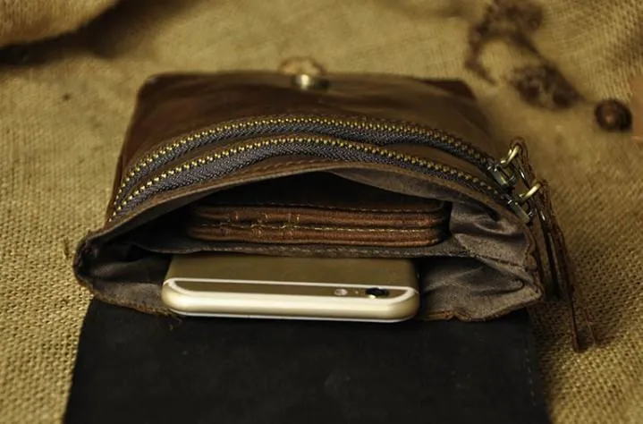 Mens Leather Small Side Bag  Waist Pouch COURIER BAG Holster Belt Case Belt Pouch for Men