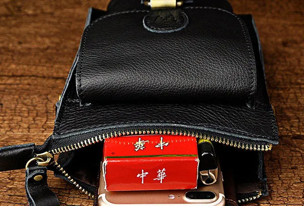 Mens Small Leather Belt Pouch Waist Bag BELT BAG Shoulder Bag For Men