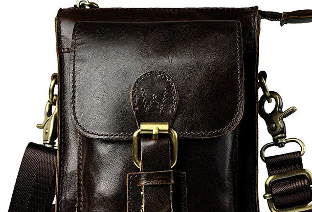 Mens Small Leather Belt Pouch Waist Bag BELT BAG Shoulder Bag For Men