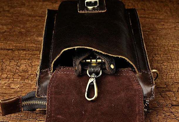 Mens Small Leather Belt Pouch Waist Bag BELT BAG Shoulder Bag For Men