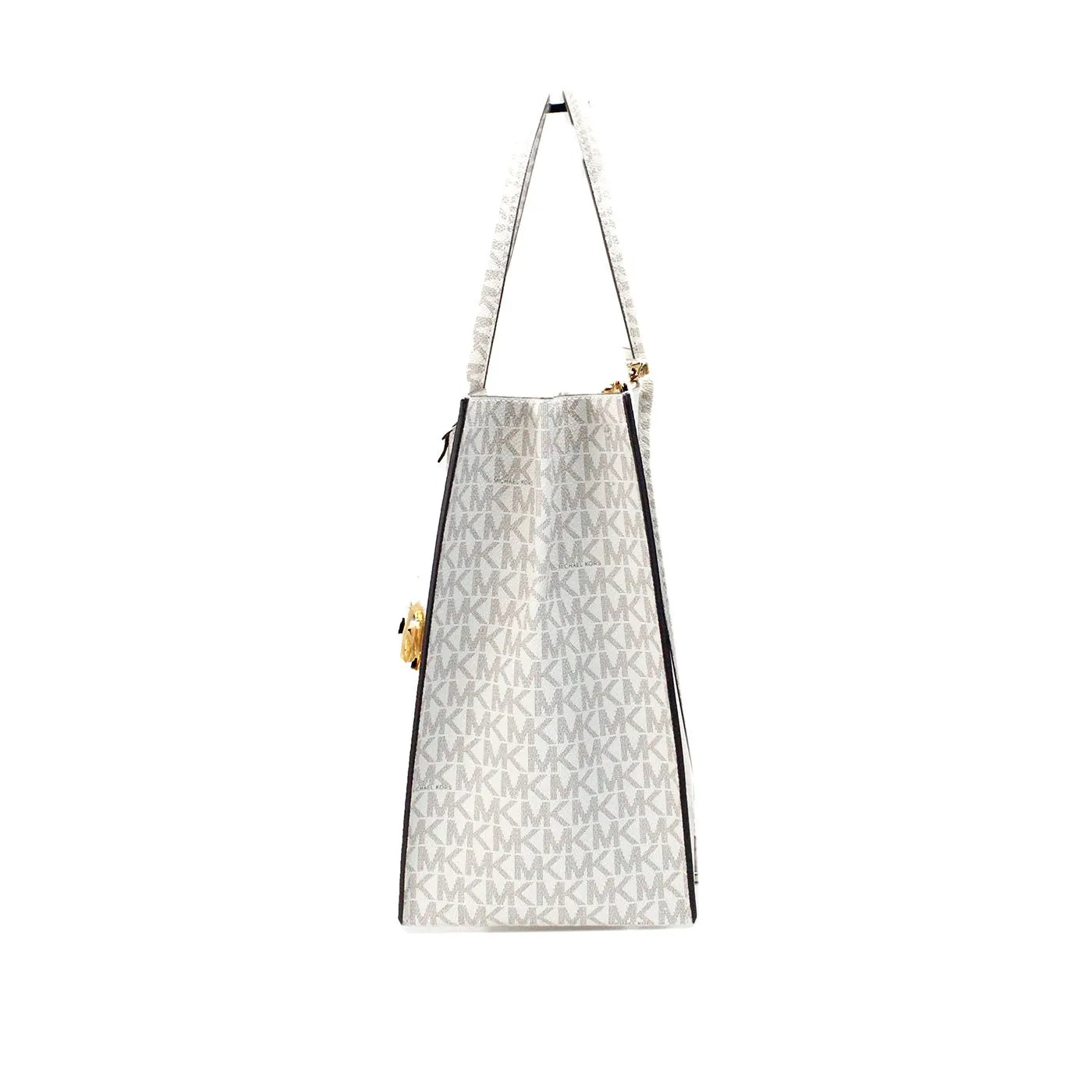 Michael Kors Mercer Large Light Cream Leather PVC Satchel Bag Crossbody Bag