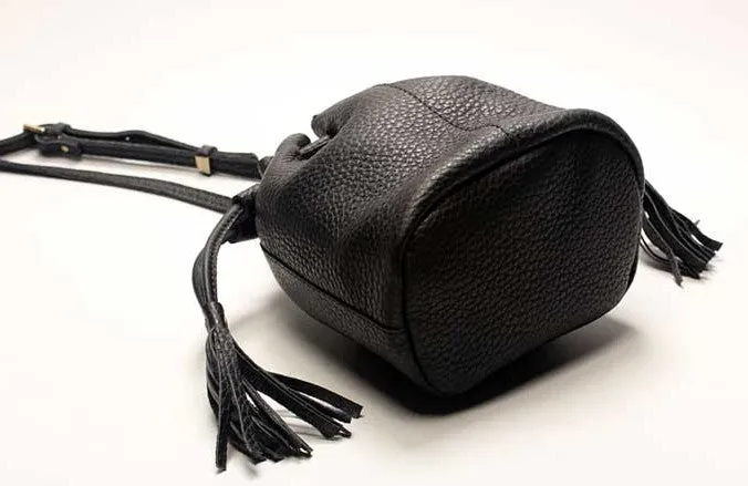 Mini LEATHER WOMEN Barrel Bag Small Bucket Purse SHOULDER Purses FOR WOMEN