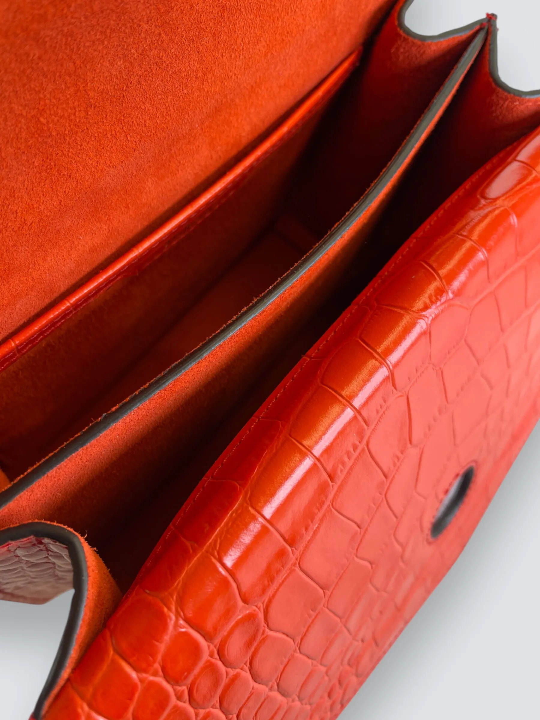 Mulberry Red Croc Print Leather ??Harlow?? Satchel