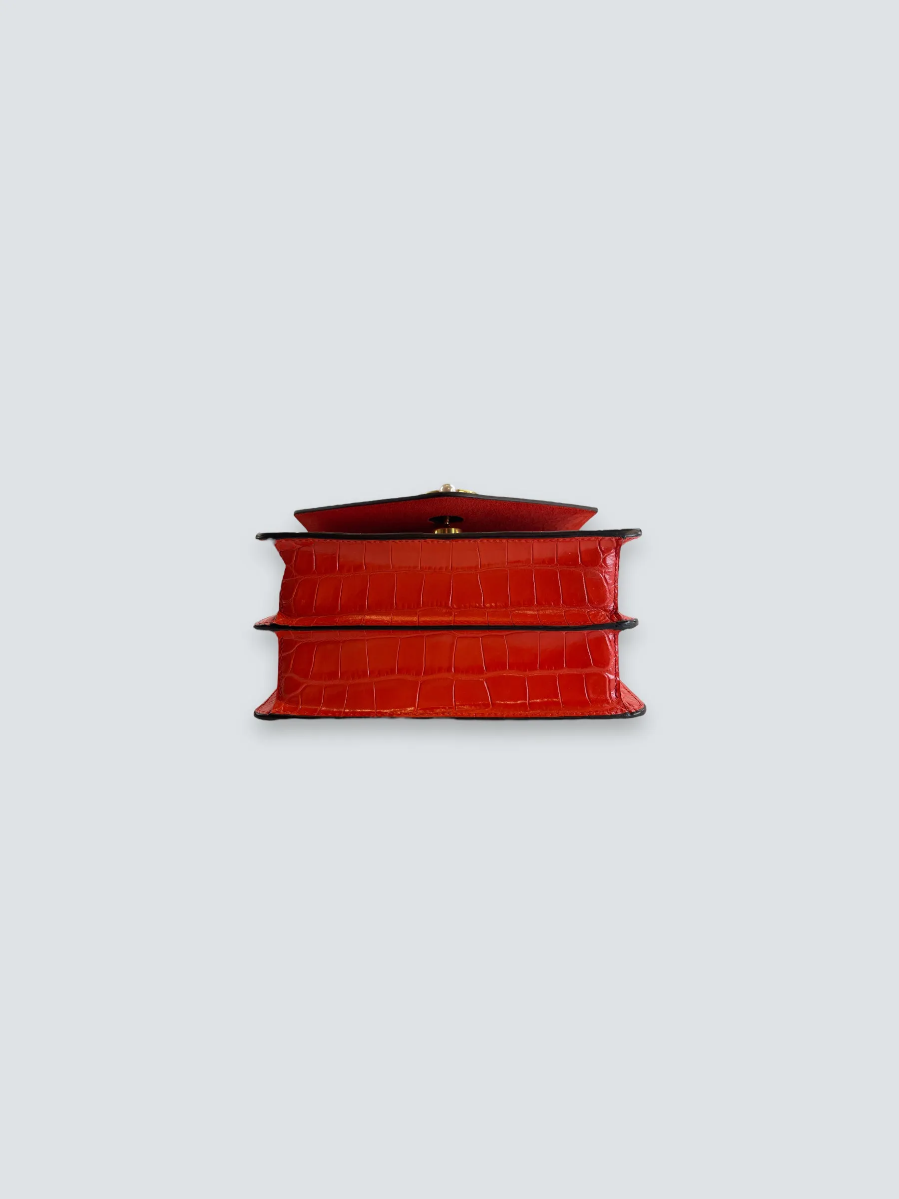 Mulberry Red Croc Print Leather ??Harlow?? Satchel