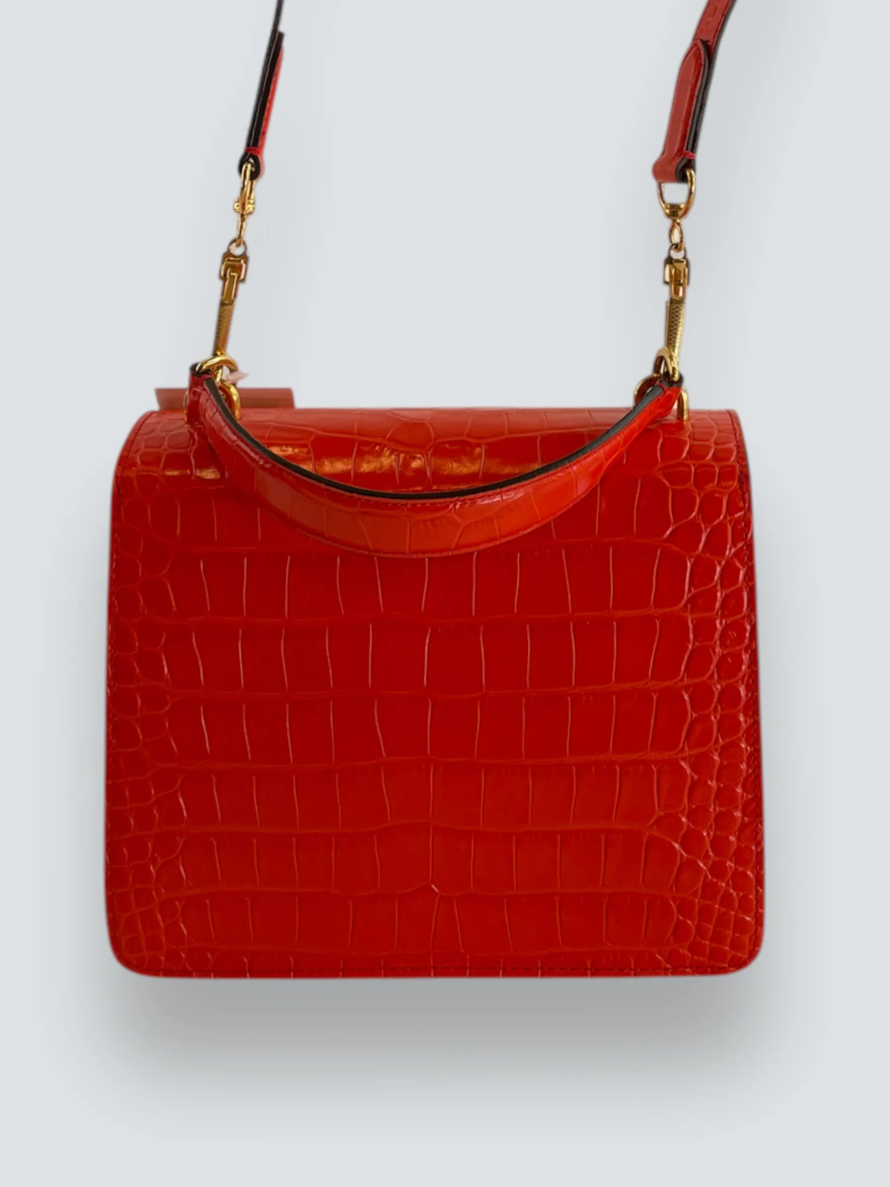 Mulberry Red Croc Print Leather ??Harlow?? Satchel