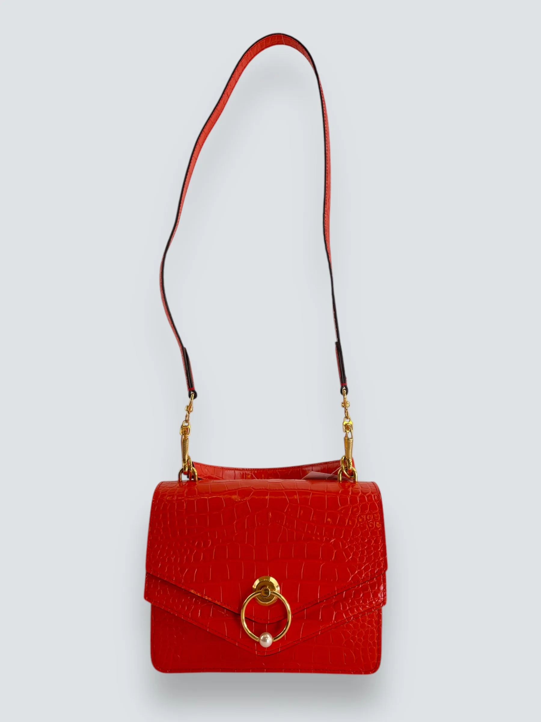 Mulberry Red Croc Print Leather ??Harlow?? Satchel