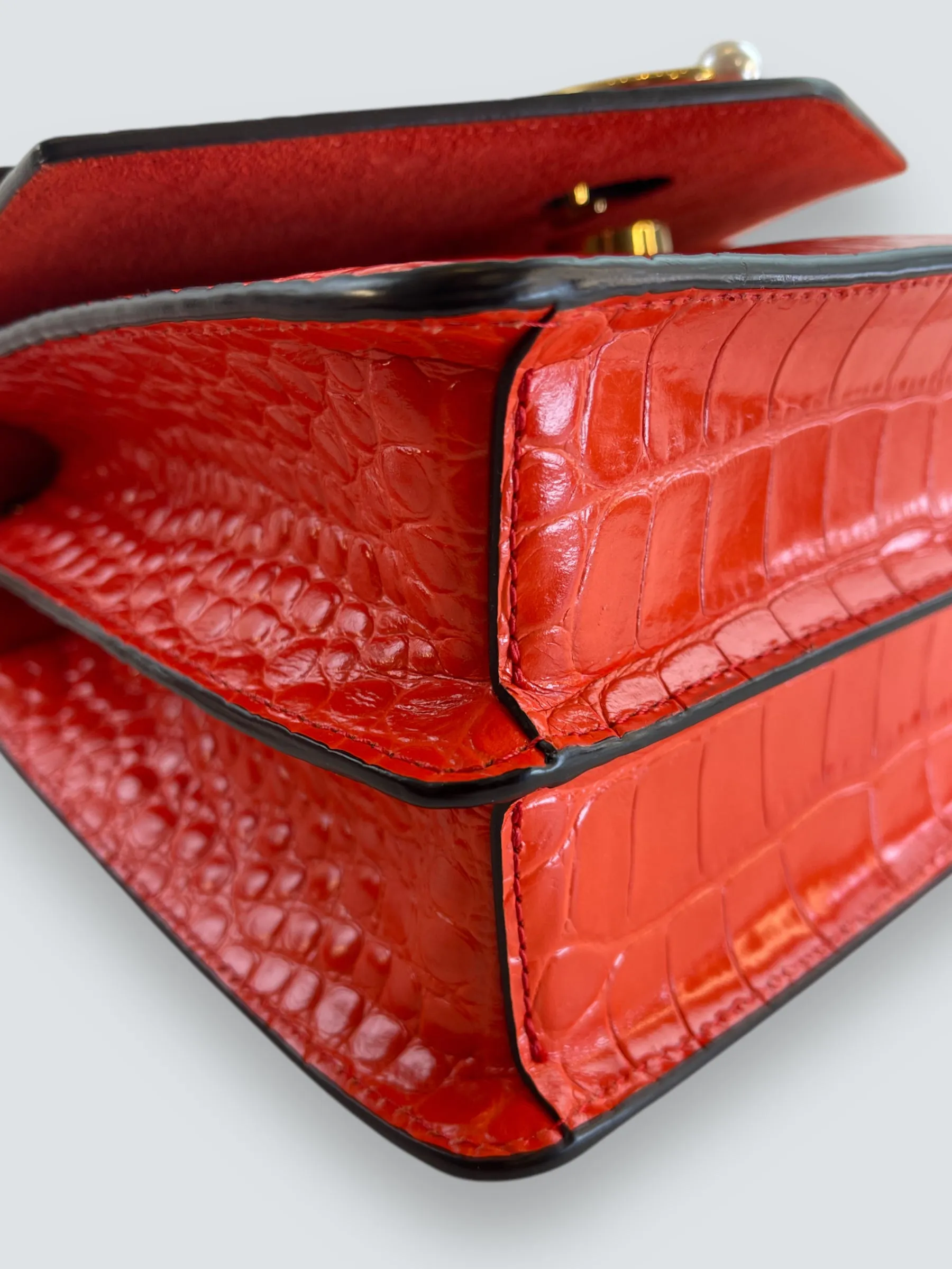 Mulberry Red Croc Print Leather ??Harlow?? Satchel