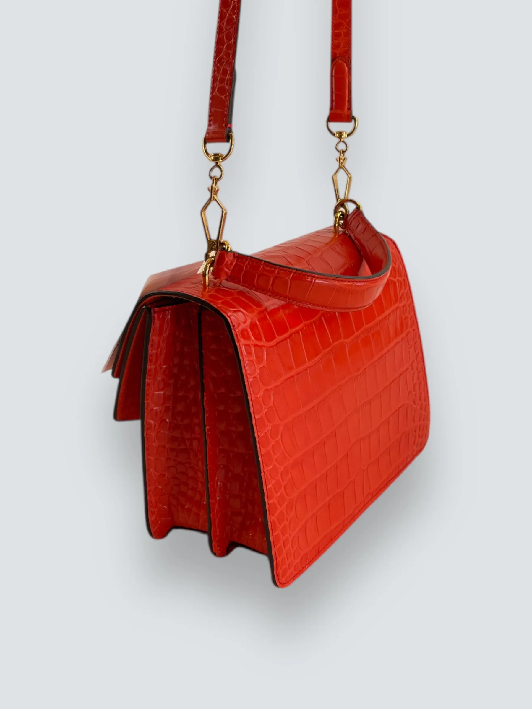 Mulberry Red Croc Print Leather ??Harlow?? Satchel