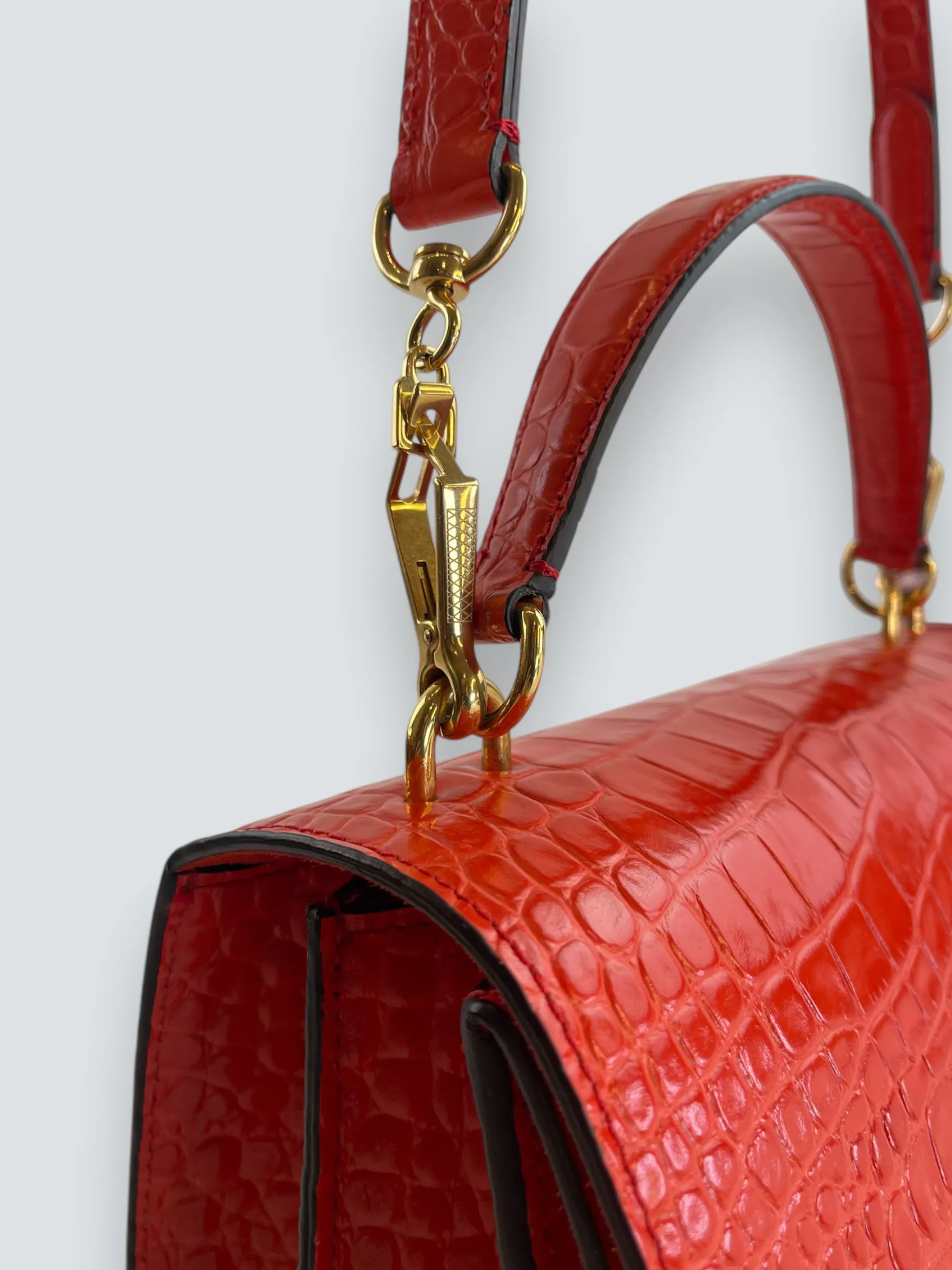 Mulberry Red Croc Print Leather ??Harlow?? Satchel