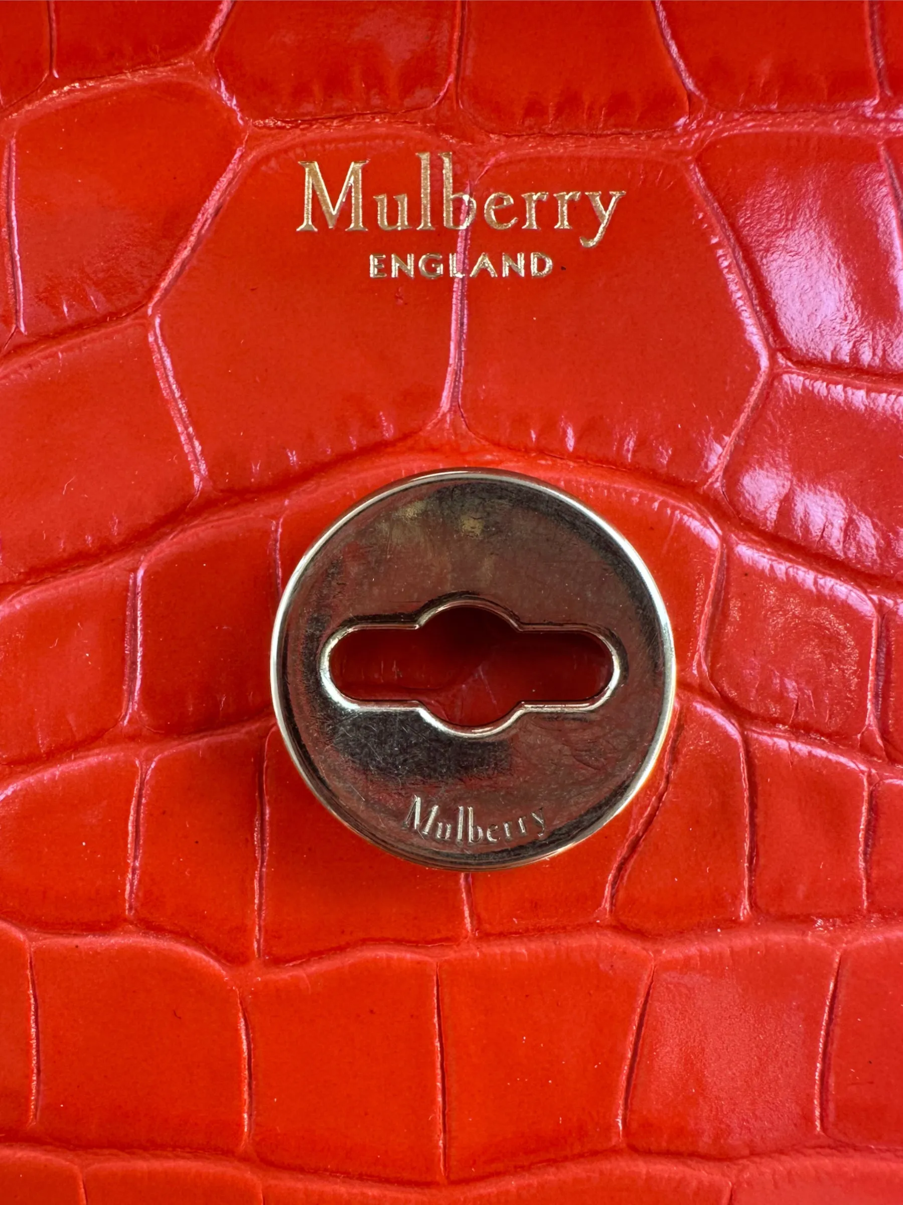 Mulberry Red Croc Print Leather ??Harlow?? Satchel