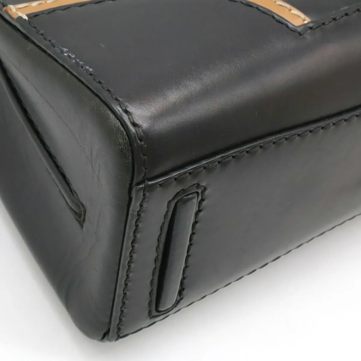 Prada Leather Stitch Rim Flap Handbag