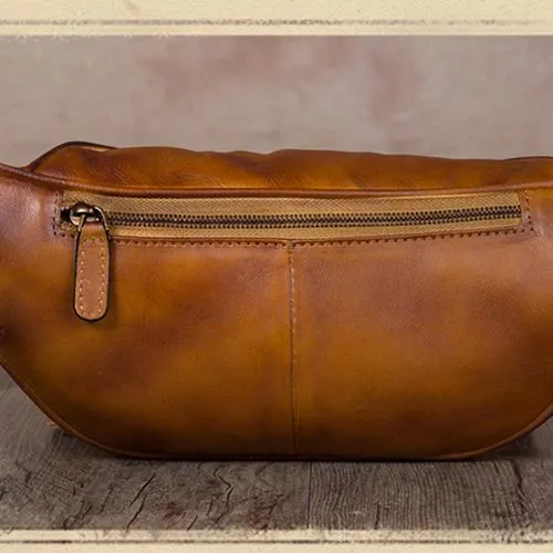Red Leather Womens Fanny Pack Hip Belt Bags Brown Waist Bag Hip Bag Bum Bag for Women