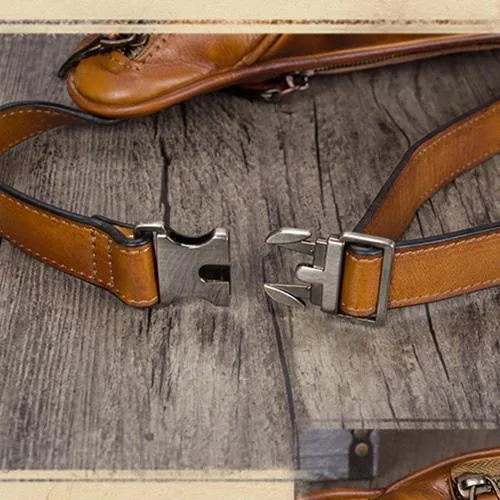 Red Leather Womens Fanny Pack Hip Belt Bags Brown Waist Bag Hip Bag Bum Bag for Women