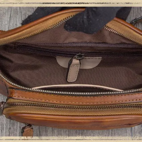 Red Leather Womens Fanny Pack Hip Belt Bags Brown Waist Bag Hip Bag Bum Bag for Women