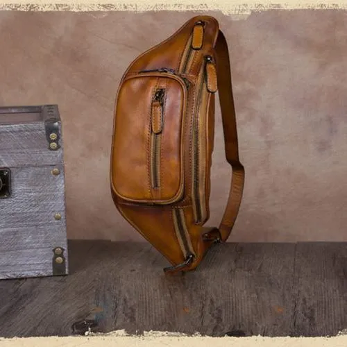 Red Leather Womens Fanny Pack Hip Belt Bags Brown Waist Bag Hip Bag Bum Bag for Women