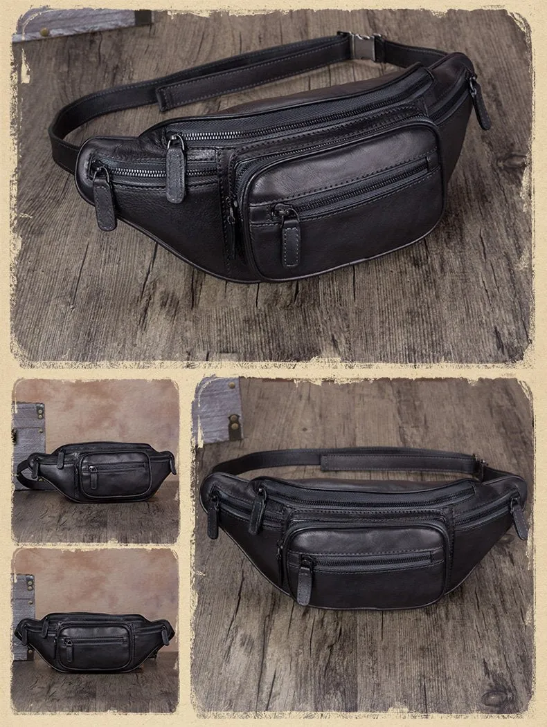 Red Leather Womens Fanny Pack Hip Belt Bags Brown Waist Bag Hip Bag Bum Bag for Women