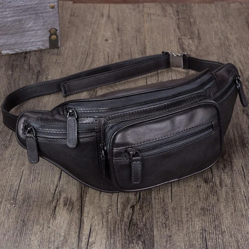Red Leather Womens Fanny Pack Hip Belt Bags Brown Waist Bag Hip Bag Bum Bag for Women