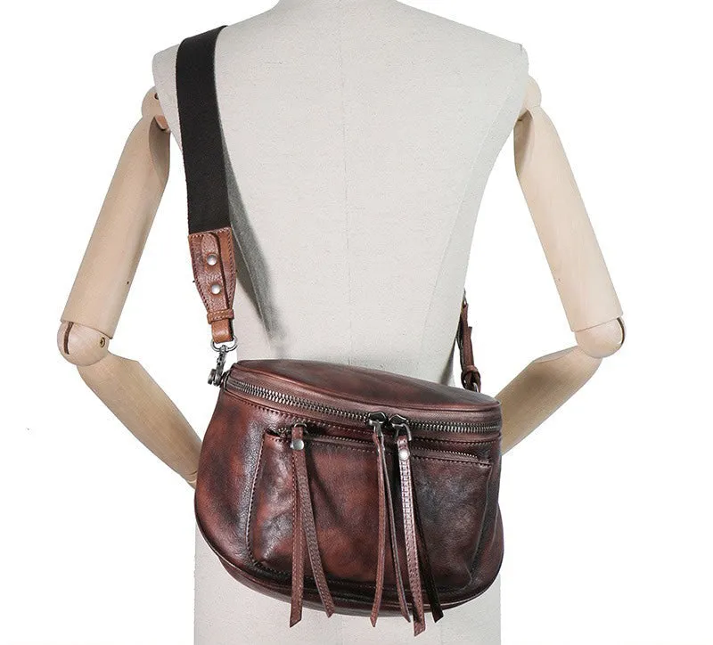Saddle Leather Womens Shoulder Bag Fanny Pack Handmade Saddle Crossbody Purse for Ladies