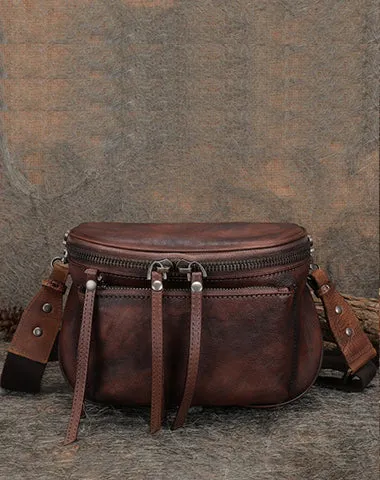 Saddle Leather Womens Shoulder Bag Fanny Pack Handmade Saddle Crossbody Purse for Ladies