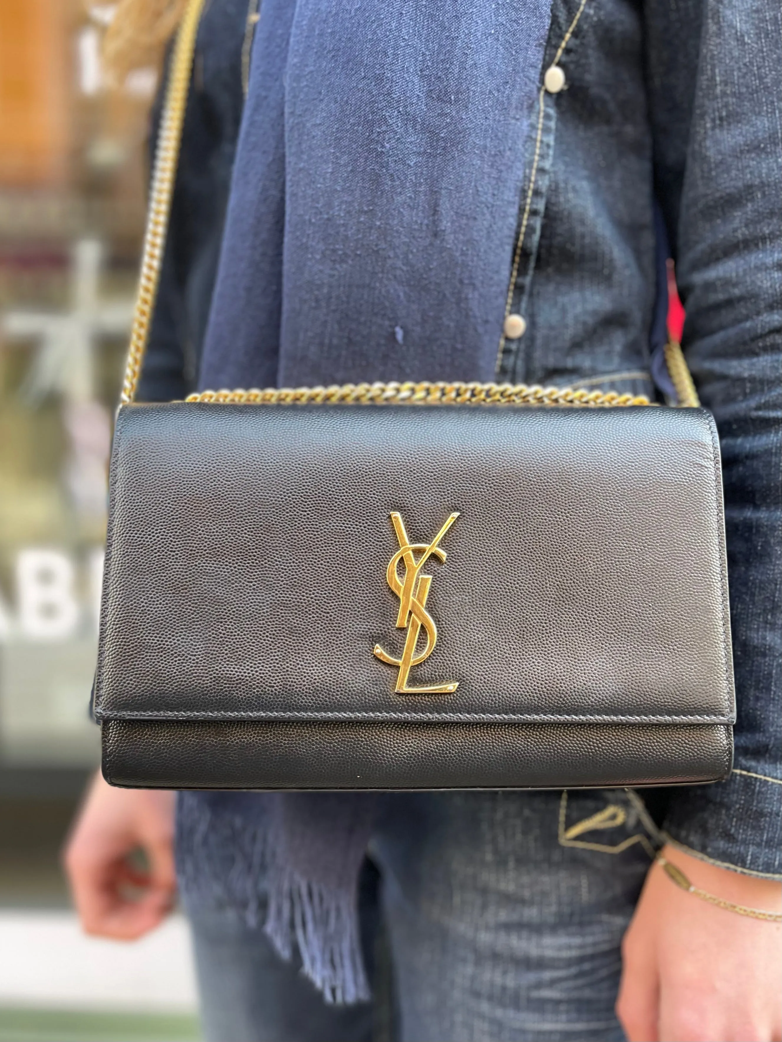 Saint Laurent Black Leather Kate Medium Crossbody