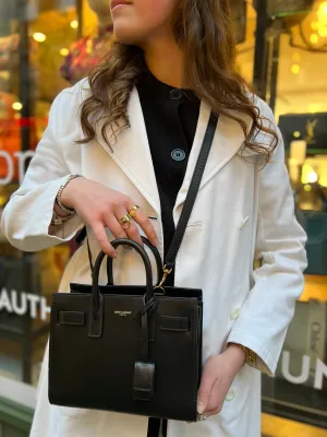 Saint Laurent Black Leather Nano ??Sac De Jour?? Tote