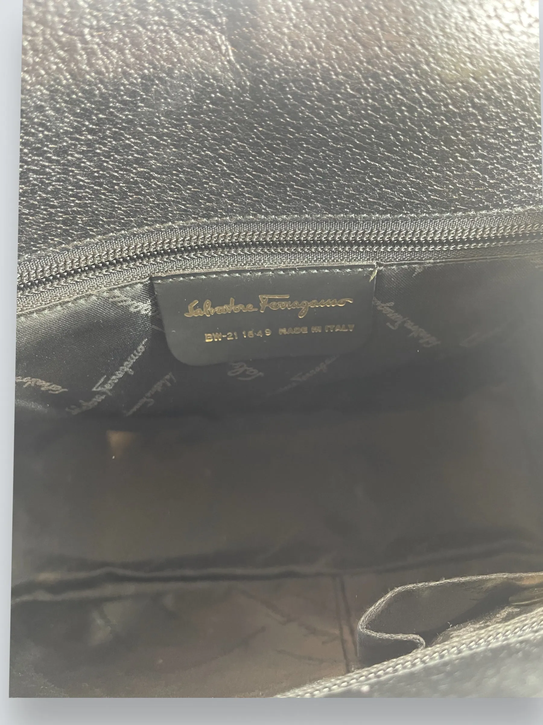 Salvatore Ferragamo Vintage Black Canvas & Leather Handbag