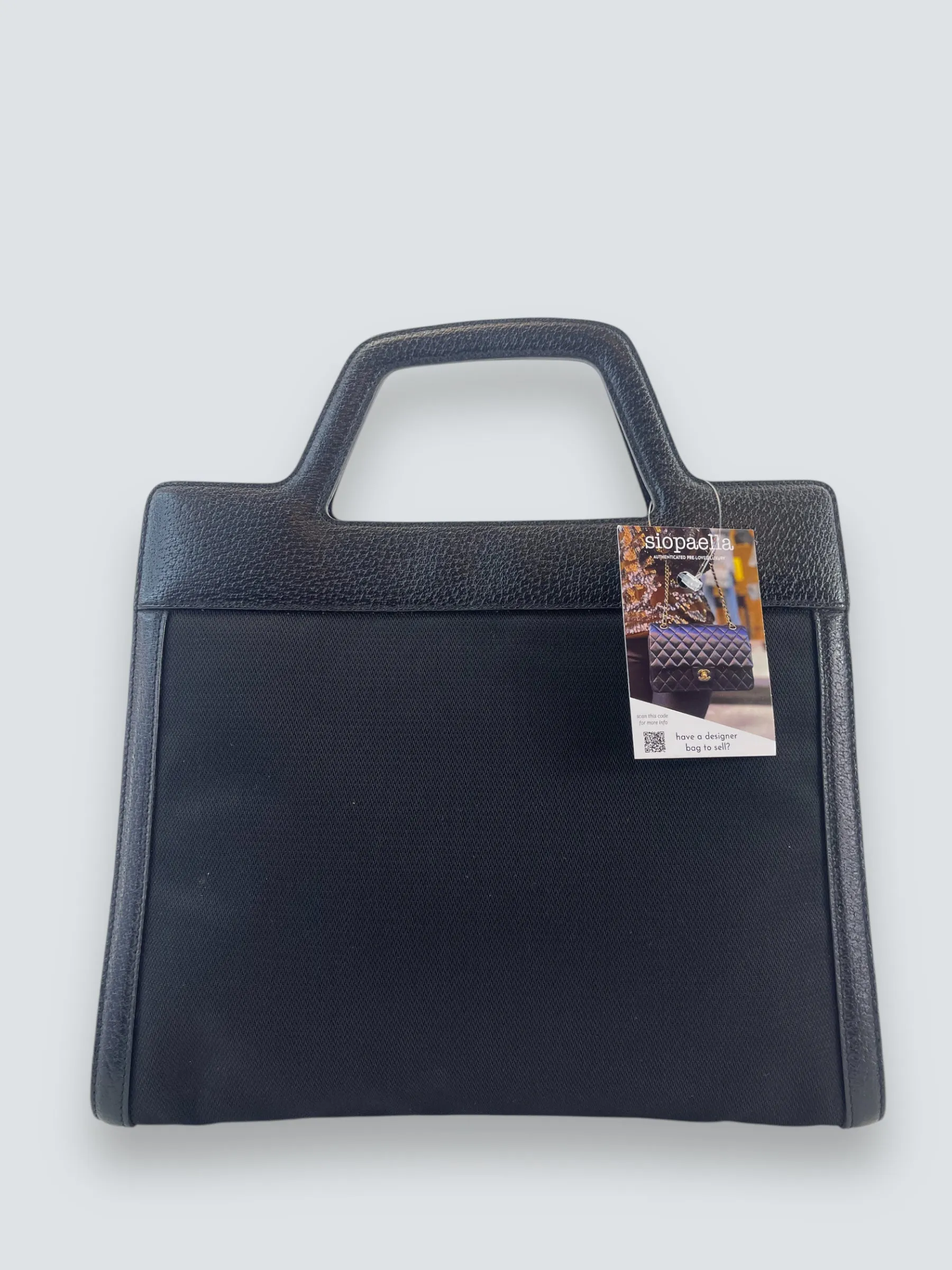 Salvatore Ferragamo Vintage Black Canvas & Leather Handbag