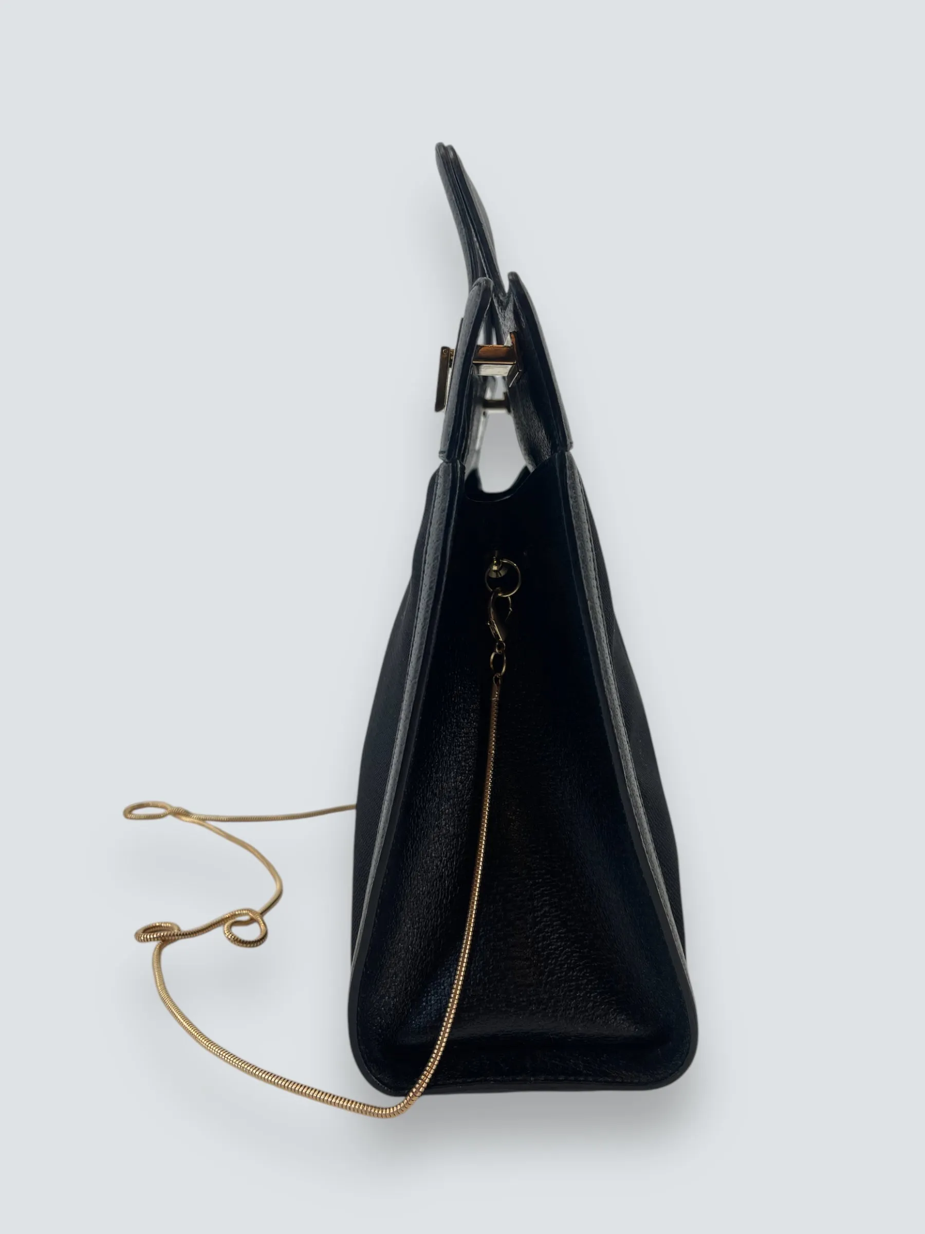 Salvatore Ferragamo Vintage Black Canvas & Leather Handbag