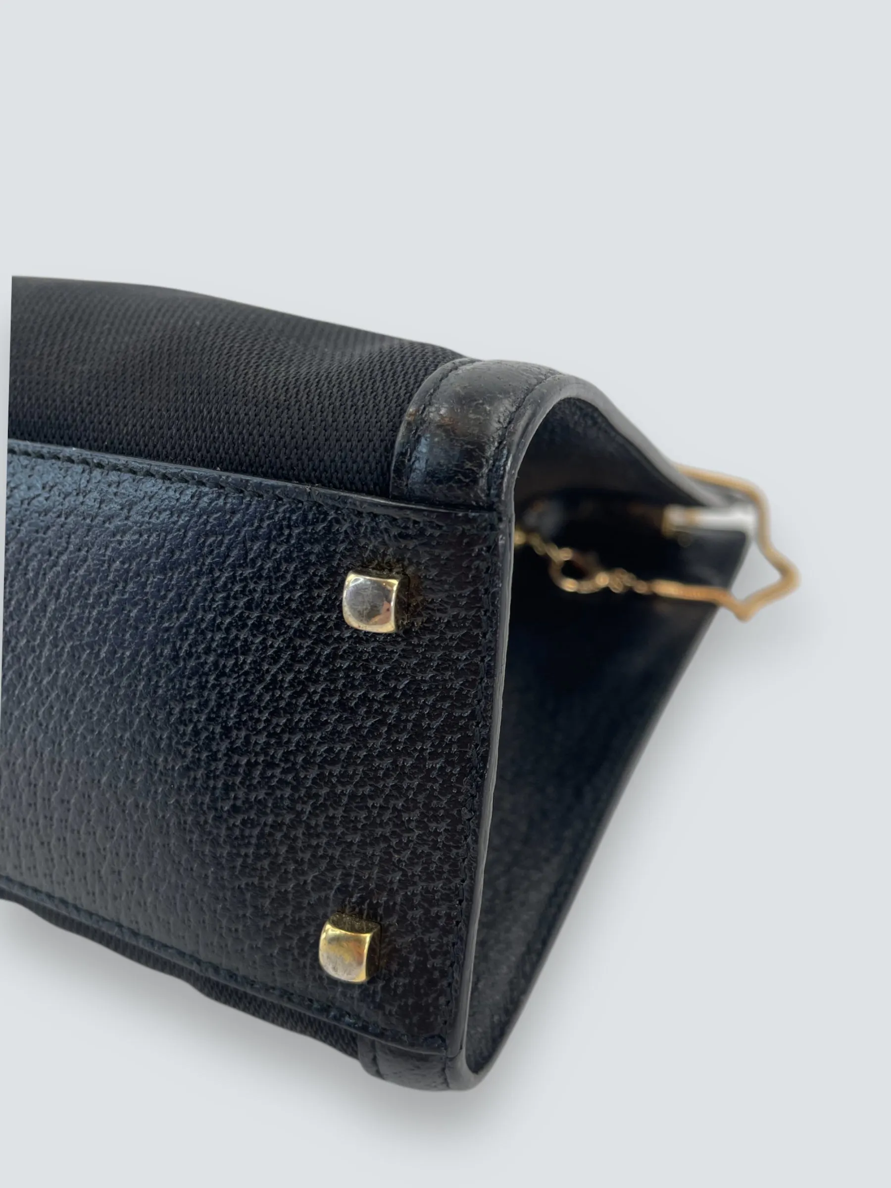 Salvatore Ferragamo Vintage Black Canvas & Leather Handbag