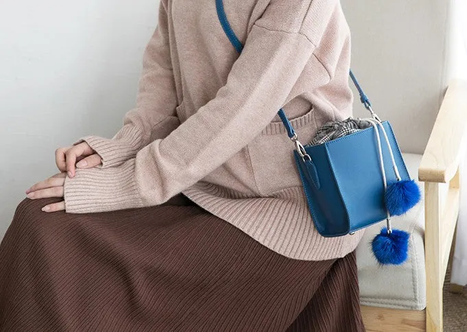 Small Cute Leather Womens Stylish Bucket Crossbody Purse Barrel Shoulder Bag for Women