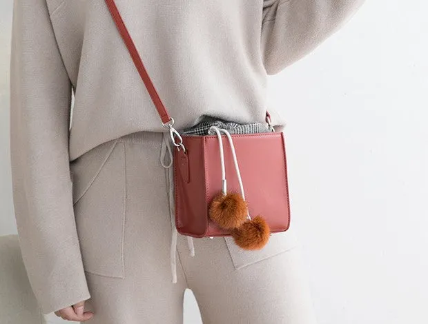 Small Cute Leather Womens Stylish Bucket Crossbody Purse Barrel Shoulder Bag for Women