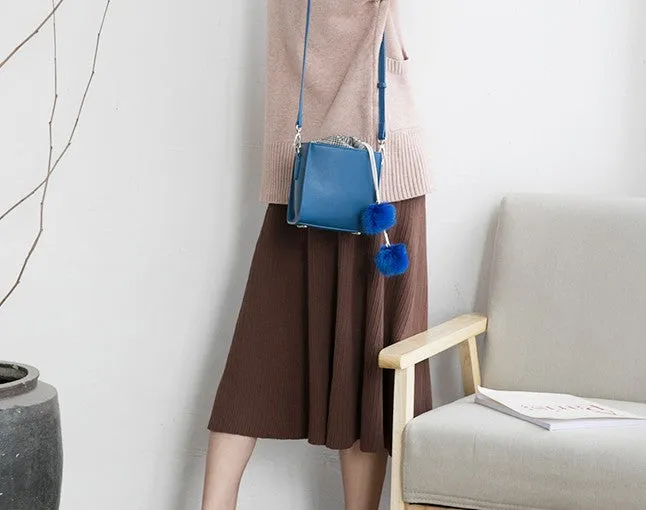 Small Cute Leather Womens Stylish Bucket Crossbody Purse Barrel Shoulder Bag for Women
