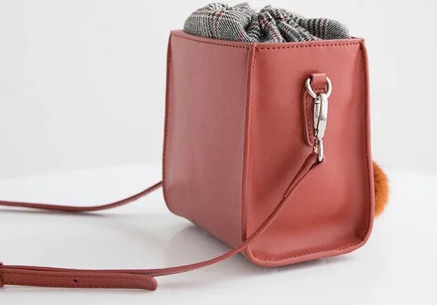 Small Cute Leather Womens Stylish Bucket Crossbody Purse Barrel Shoulder Bag for Women