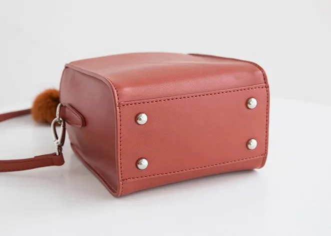 Small Cute Leather Womens Stylish Bucket Crossbody Purse Barrel Shoulder Bag for Women