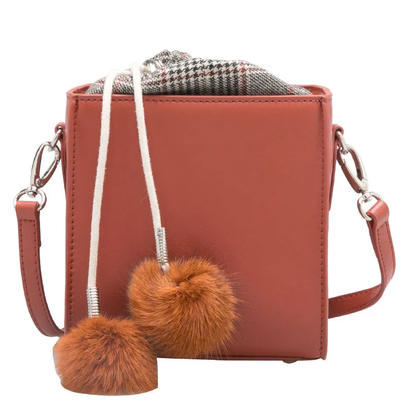 Small Cute Leather Womens Stylish Bucket Crossbody Purse Barrel Shoulder Bag for Women