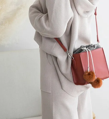 Small Cute Leather Womens Stylish Bucket Crossbody Purse Barrel Shoulder Bag for Women