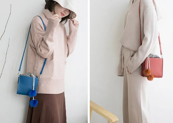 Small Cute Leather Womens Stylish Bucket Crossbody Purse Barrel Shoulder Bag for Women