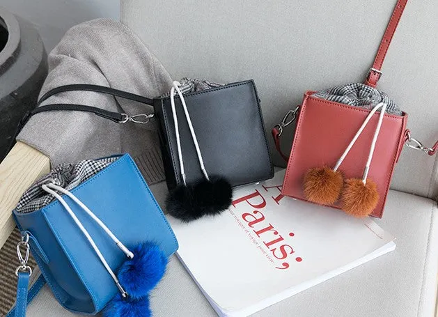 Small Cute Leather Womens Stylish Bucket Crossbody Purse Barrel Shoulder Bag for Women