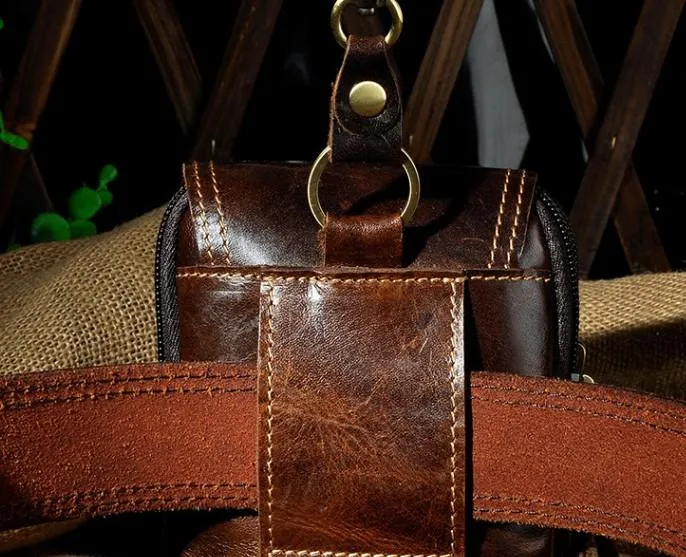 Small Mens Leather Belt Pouch Holsters Belt Cases Cell Phone Waist Pouches for Men