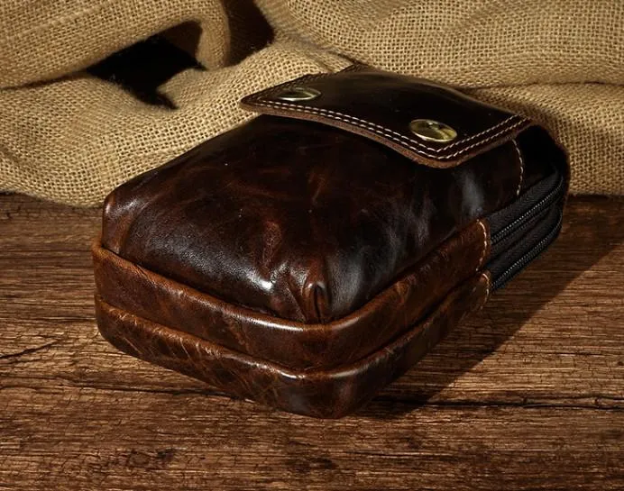 Small Mens Leather Belt Pouch Holsters Belt Cases Cell Phone Waist Pouches for Men