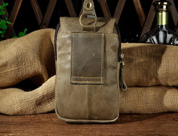 Small Mens Leather Belt Pouch Holsters Belt Cases Cell Phone Waist Pouches for Men