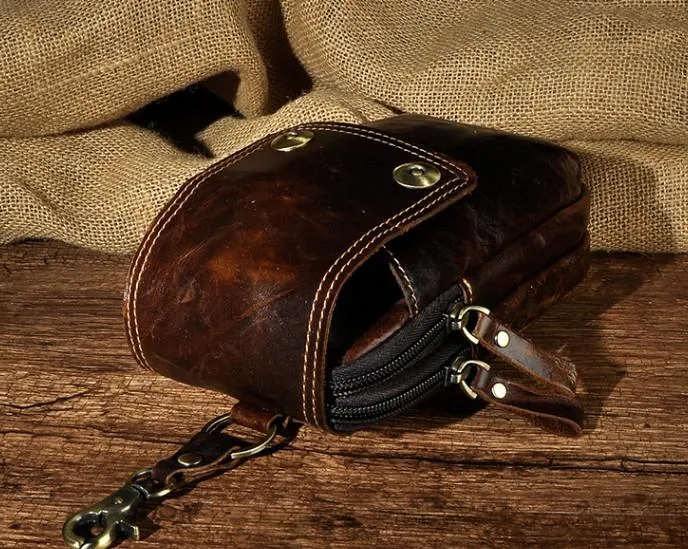Small Mens Leather Belt Pouch Holsters Belt Cases Cell Phone Waist Pouches for Men