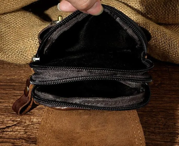 Small Mens Leather Belt Pouch Holsters Belt Cases Cell Phone Waist Pouches for Men