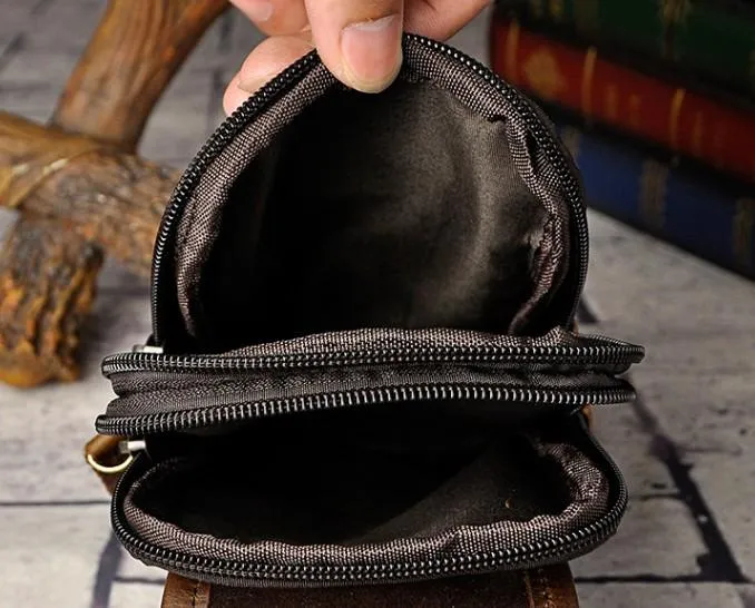 Small Mens Leather Belt Pouch Side Bag Holster Belt Case Waist Pouch for Men