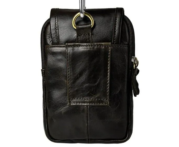 Small Mens Leather Belt Pouch Side Bag Holster Belt Case Waist Pouch for Men