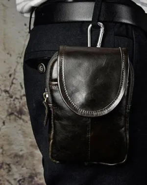 Small Mens Leather Belt Pouch Side Bag Holster Belt Case Waist Pouch for Men
