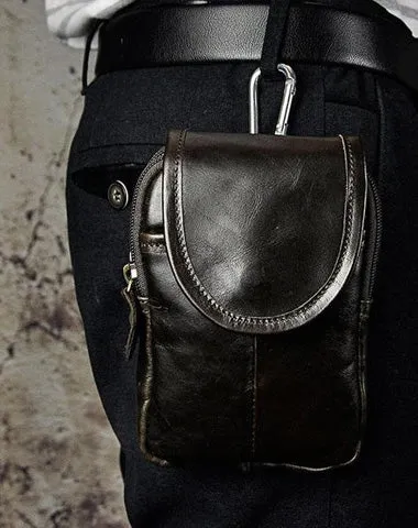 Small Mens Leather Belt Pouch Side Bag Holster Belt Case Waist Pouch for Men